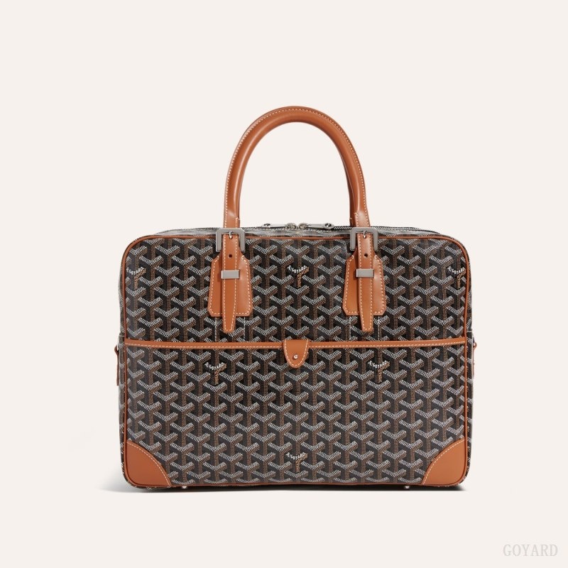 Goyard Ambassade MM Document Case Mustat Ruskea | YUKK0494