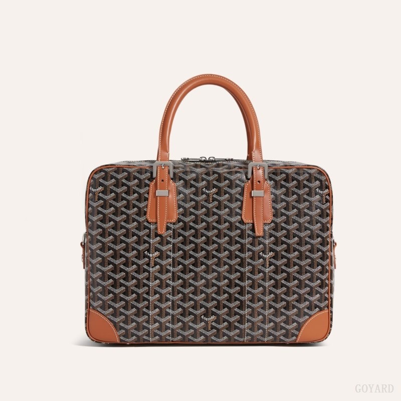 Goyard Ambassade MM Document Case Mustat Ruskea | YUKK0494