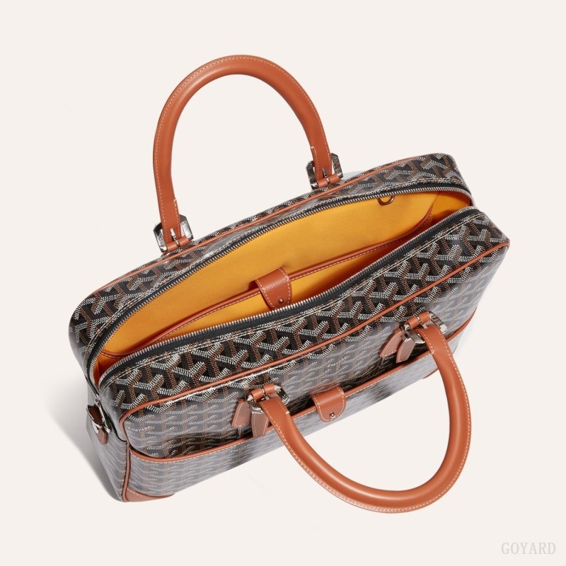 Goyard Ambassade MM Document Case Mustat Ruskea | YUKK0494