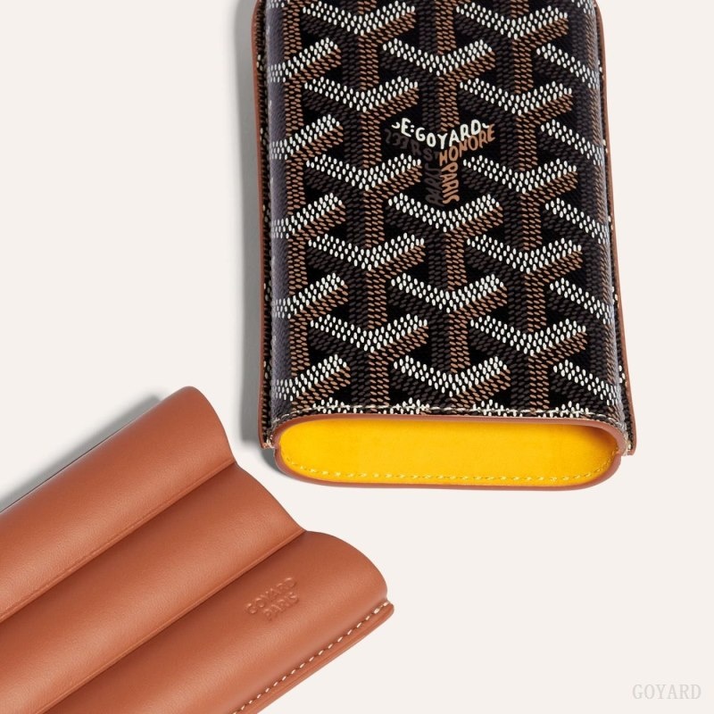 Goyard CHURCHILL 3 CIGAR CASE Mustat Ruskea | XEQG6476