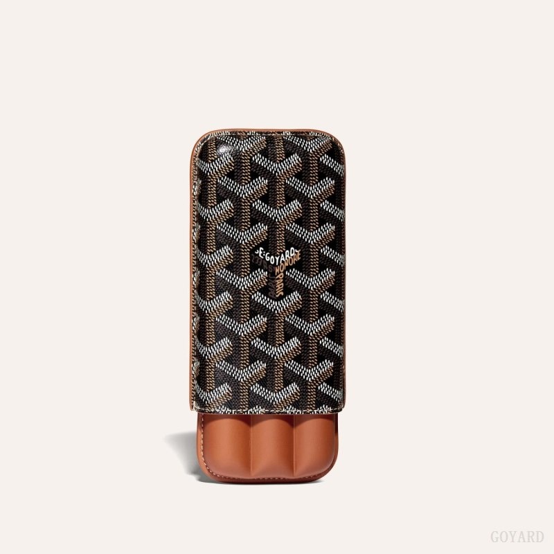 Goyard CHURCHILL 3 CIGAR CASE Mustat Ruskea | XEQG6476