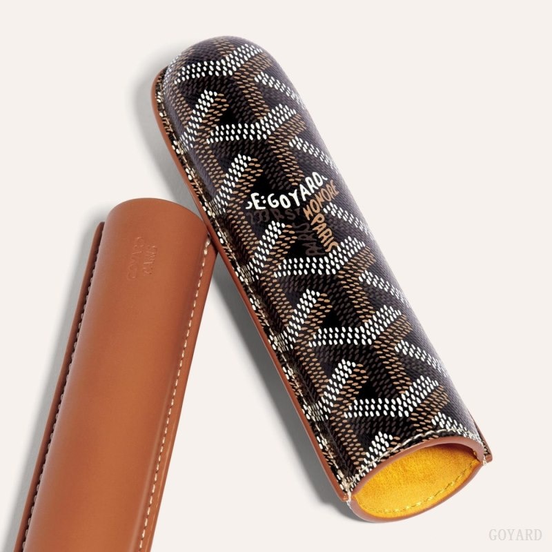 Goyard CHURCHILL SINGLE CIGAR CASE Mustat Ruskea | AQML6887